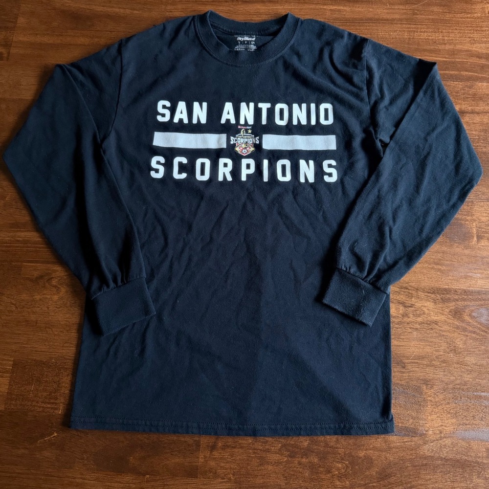 Vintage San Antonio Scorpions Long Sleeve Shirt Mens Small Black Soccer NASL
